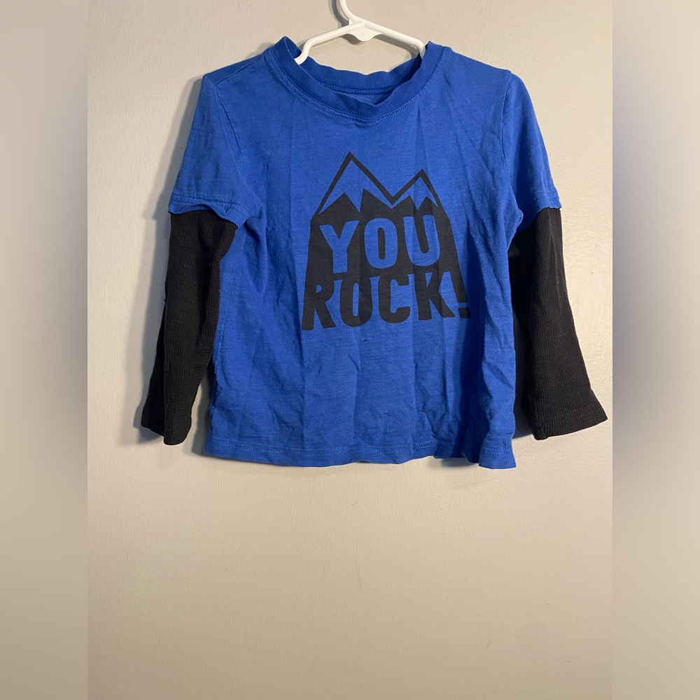Item 74 okie dokie Blue 'You Rock!' Layered-Look Long Sleeve Tee